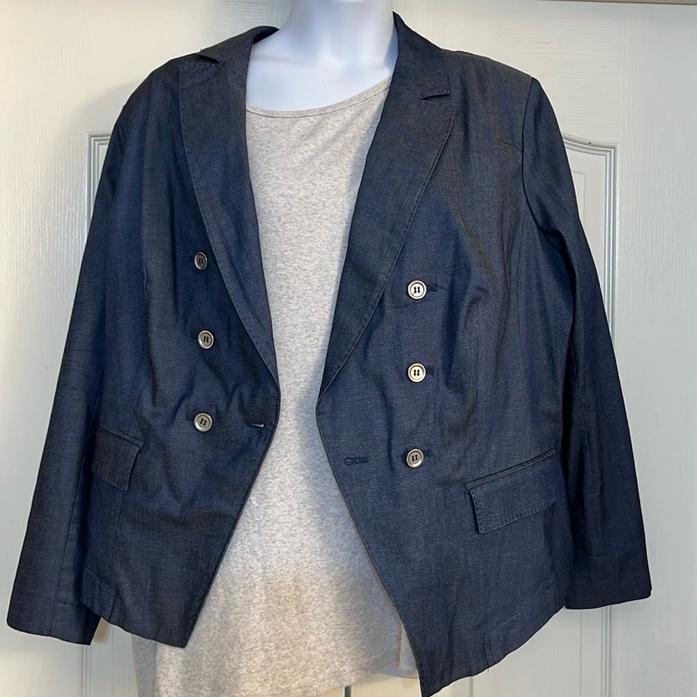Jessica London denim double breasted jacket. Size 24W